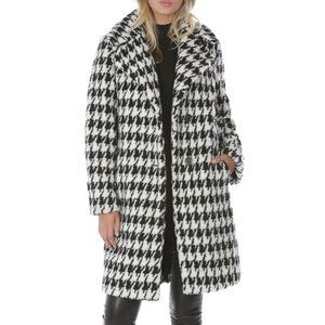 Tahari Houndstooth Fleece Shearling Coat